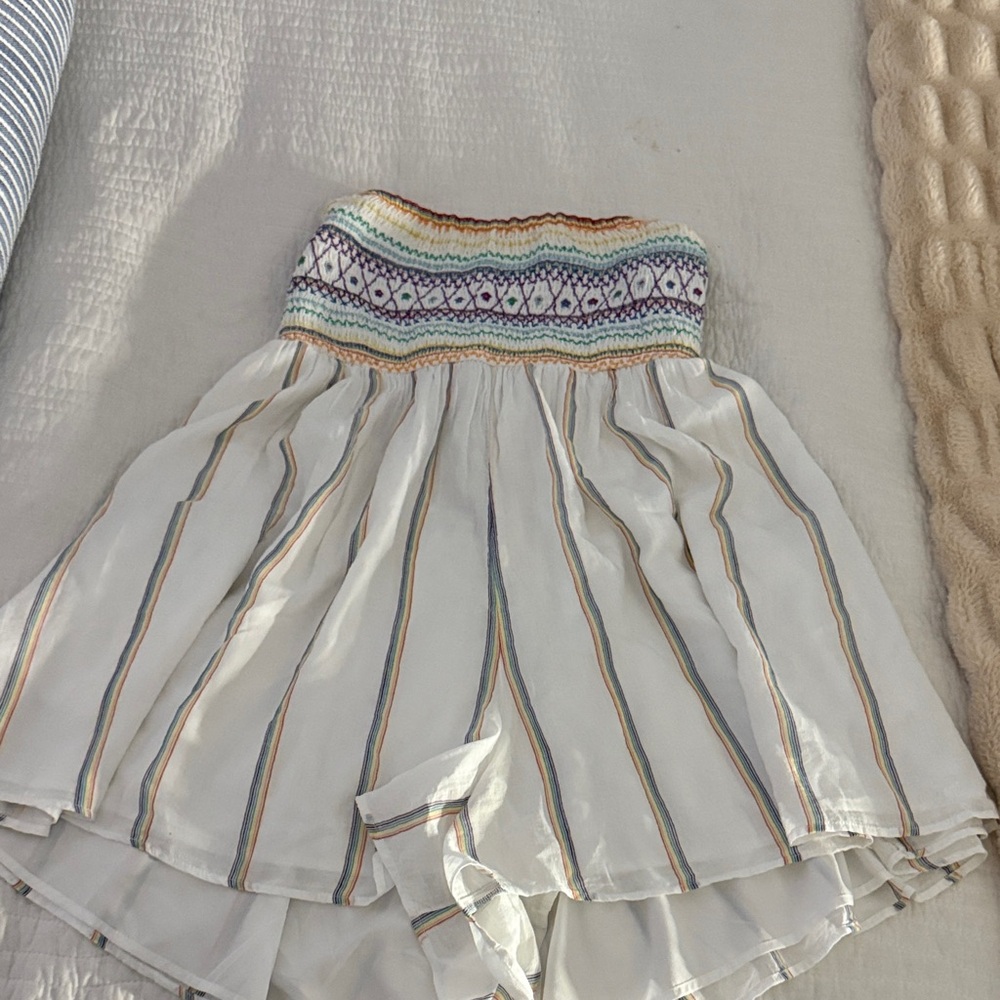 American Eagle Outfitters White Striped Mini Dress